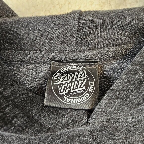 Santa Cruz Sweatshirt Women's Large Faded Black Hoodie Double Sided Pink Logo - Picture 7 of 13